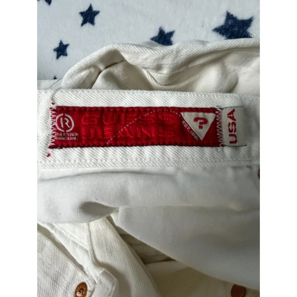 GUESS Jeans Mens 36x32 White Straight Leg Denim Jeans 100% Cotton USA